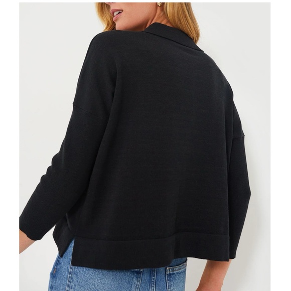 TUCKERNUCK Black Clayton Long Sleeve Knit Polo Medium / Large - Picture 4 of 11